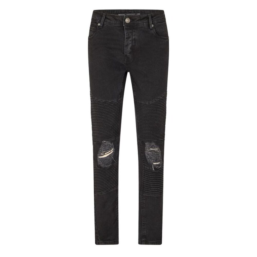 Brave Soul Mens Washed Ripped Skinny Jeans / Charcoal